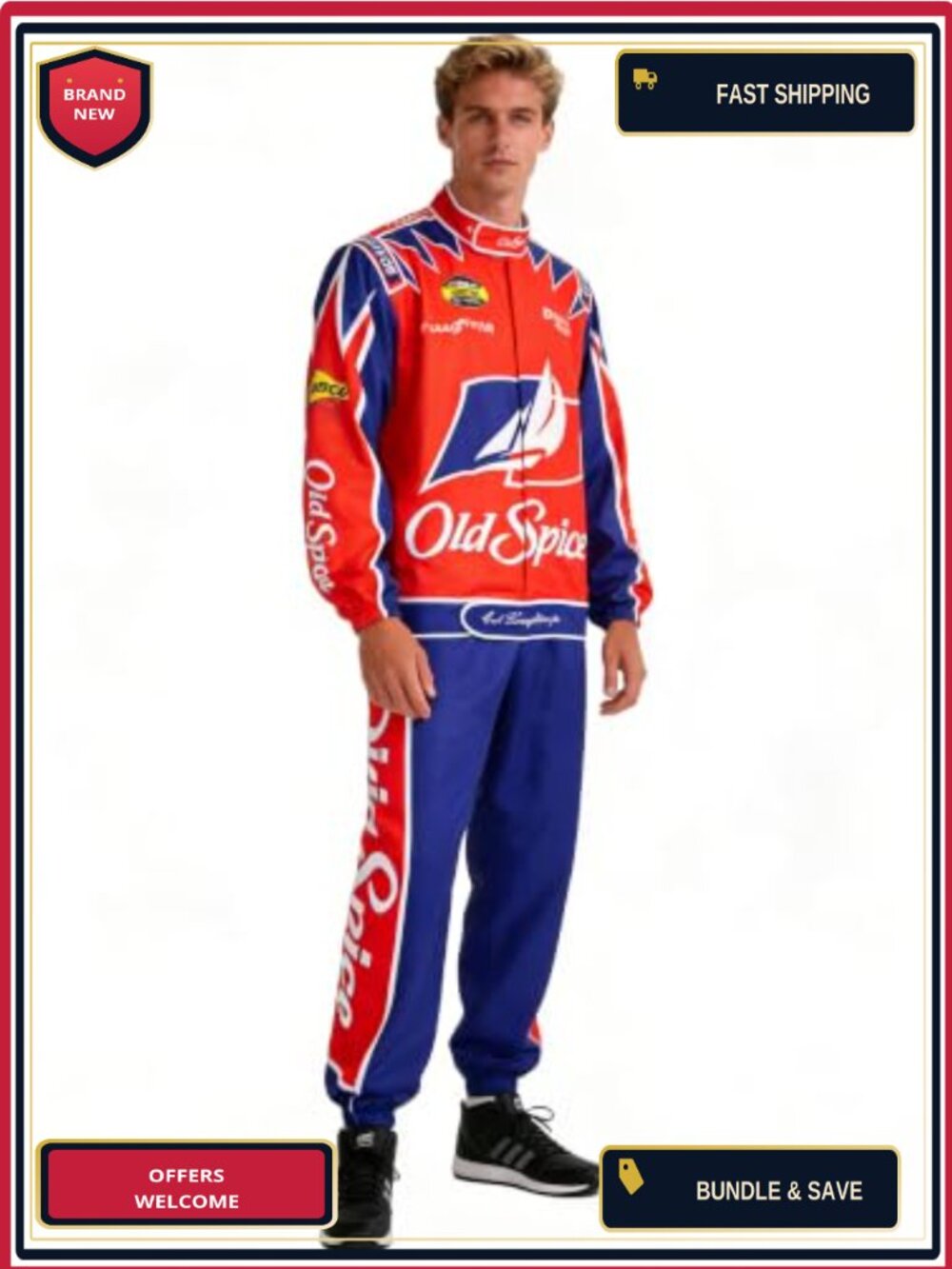 Ricky Bobby Talladega Nights Racing Costume Jacket Pants Set Mens Halloween